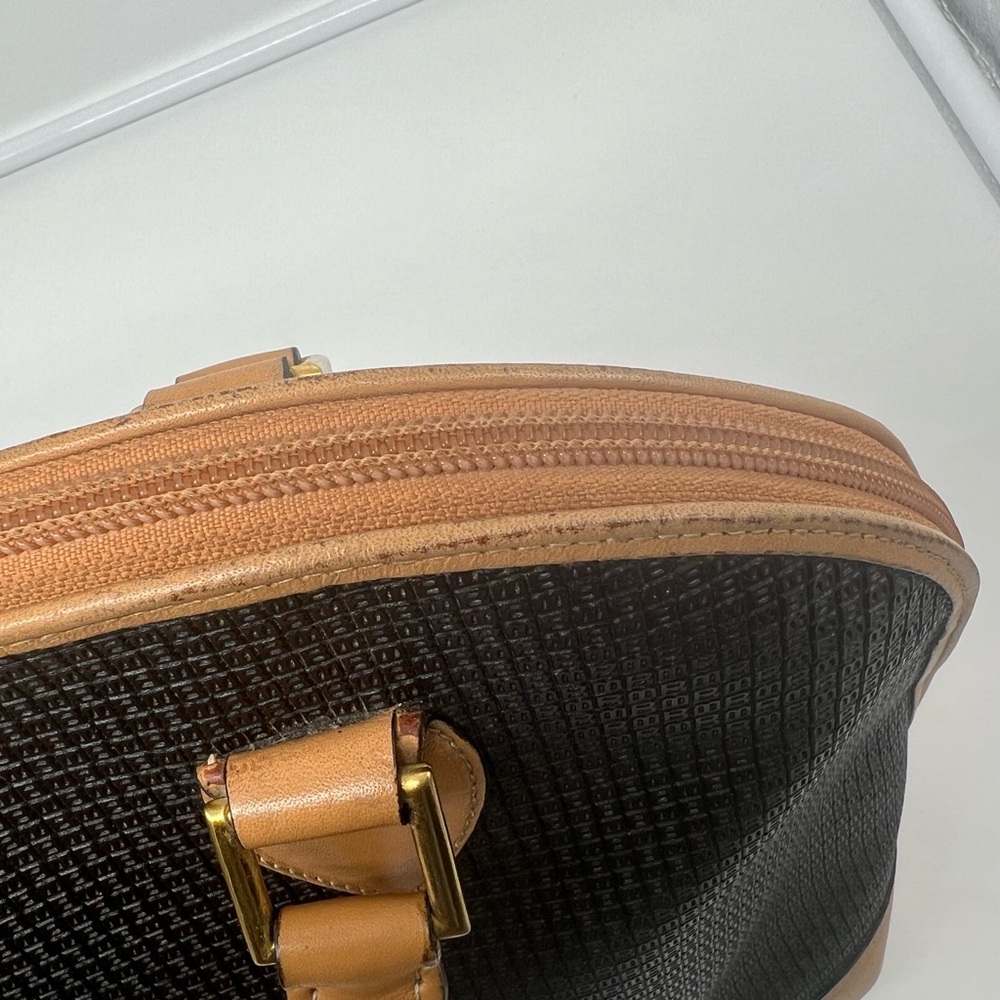 BALLY Vintage Monogram Bolide Tan Brown Leather Black Vinyl Leather Doctor Bag - Picture 9 of 14